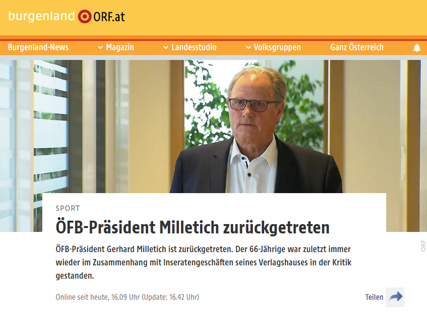 FFB_at's tweet photo. BÄM!
#ÖFB-Präsident #Milletich zurückgetreten
https://t.co/sYwolZ39F5 https://t.co/zWe2tsp5lt