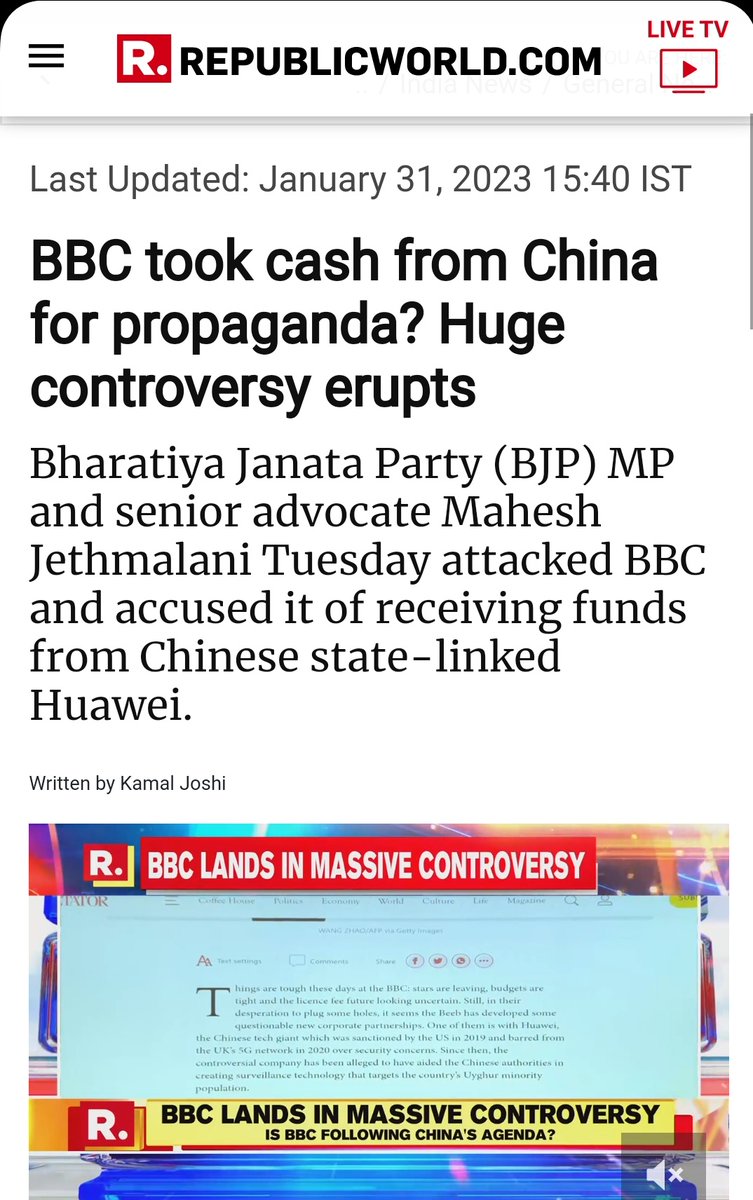 Suhasvaidya10's tweet photo. #BBC_exposed_by
#The_spectator UK
BBC Is Taking money from Chinese company #huawei for their overseas propaganda........
And you can't deny it as #The_spectator himself has consider this just a few months ago In an article....
@RakeshAsati5
@AjaythakurBJP
@ https://t.co/ACXqW1Y6mC