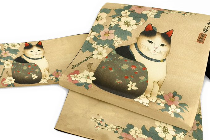 □オンラインストア大特価□ ゴフクヤサンドットコム 京袋帯 黒猫 新品