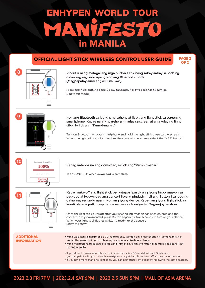pulpliveworld's tweet image. Hey, ENGENE! All fired up for #MANIFESTO_IN_MANILA? Make sure your #officiallightstick is too. Check out this guide made just for you. And don't forget the pairing app schedules:
2.3 show: 2.1 10AM
2.4 show: 2.3 8PM
2.5 show: 2.4 7PM

#엔하이픈 #ENHYPEN #EN_WORLDTOUR_MANIFESTO