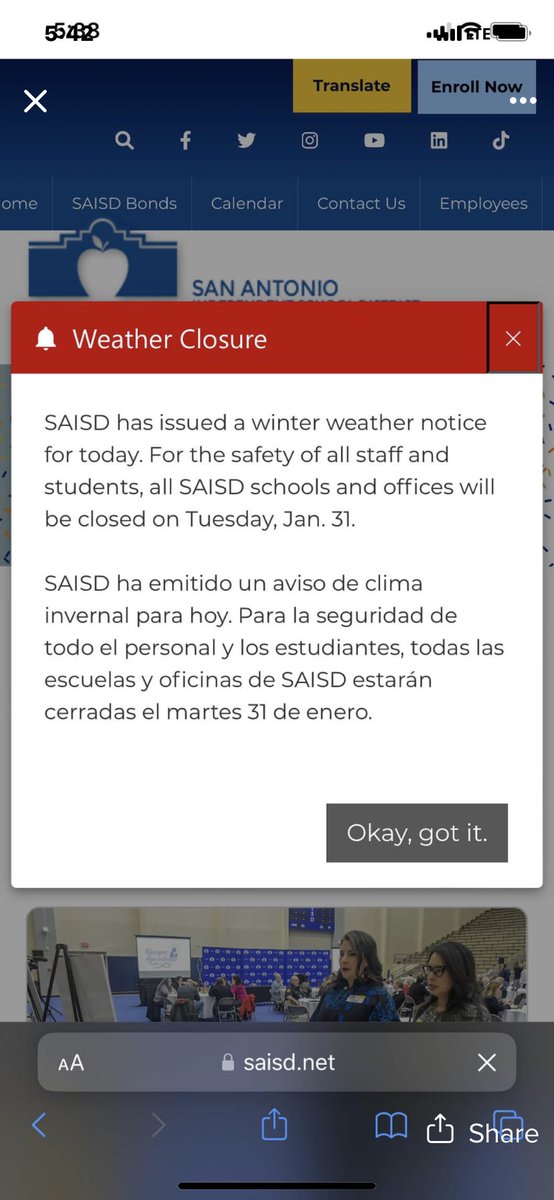TJLadyMustangs's tweet photo. No school!  Stay safe and warm! https://t.co/lGfKnIizt9