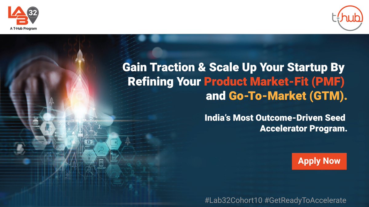 THubHyd's tweet image. 35% of #startups fail due to a lack of market need, and 72% due to the absence of the right #GoToMarket plan. Conquer these roadblocks with #Lab32, an incubation program tailor-made for early-stage #startups.

#InnovateWithTHub