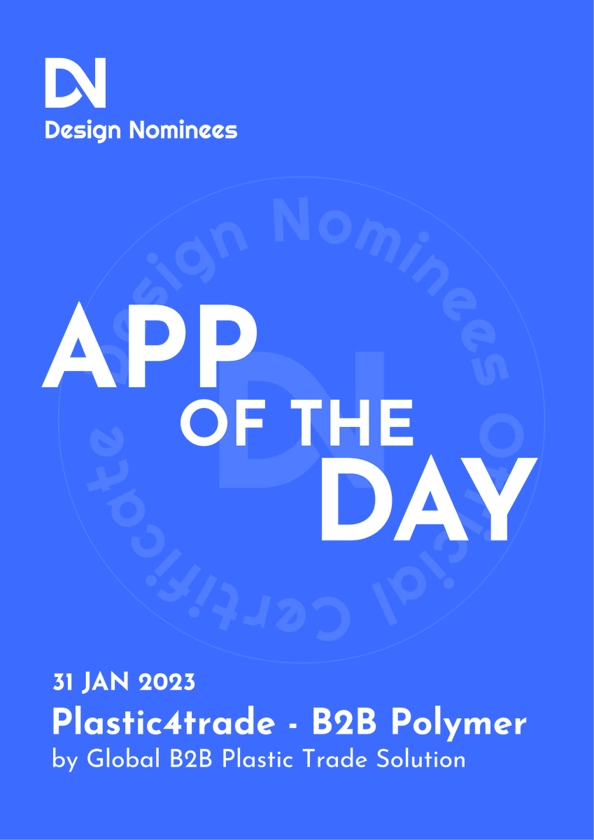 plastic4trade's tweet photo. Thank you @Designnominees for selecting us for “App of the Day”🏆@Plastic4trade
Download App: https://t.co/r6Brceopwb
Visit: https://t.co/a5FkkX05ny
#Designnominees #Appoftheday #Cssawards #Appawards #Plastic4trade #PlasticB2B #P4T #AndroidApp https://t.co/dzKxM4yAl2