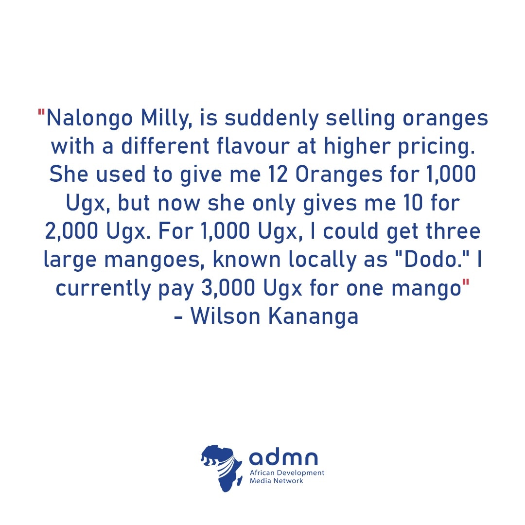 ADMNpress's tweet photo. Wilson Kananga, our story writer explains about his personal experience with the  #priceincrease of fruits. Read more about #Uganda's challenging situation on #admn's website

#africandevelopment #africaneconomy #communitybuilding #humanitarianwork 
#africanentrepreneur #poverty https://t.co/j9bjwcmfGa