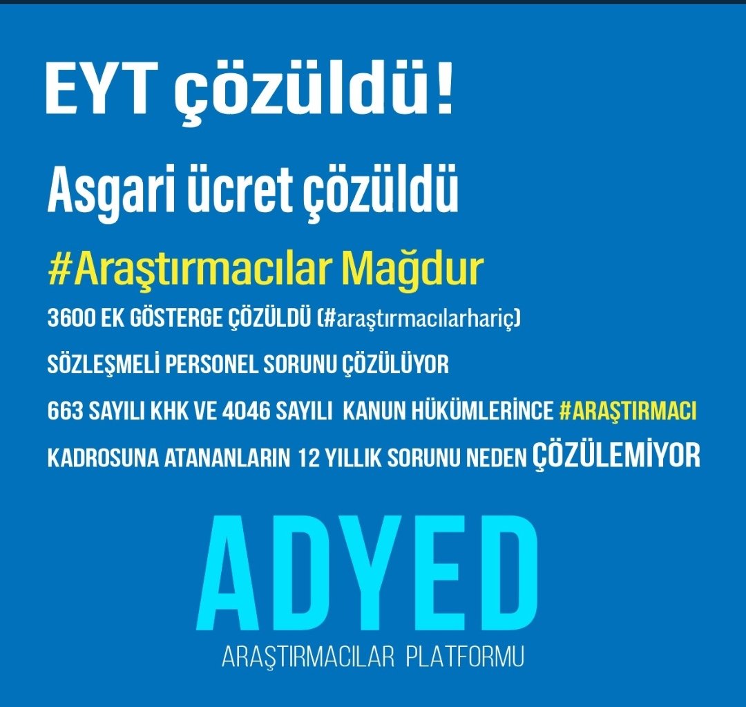 ADYED06's tweet photo. @vedatbilgn 
@DrRecepAkdag
@drfahrettinkoca
@mustafaelitas
 #AraştırmacılarHakkınıArıyor Araştırmacılar adalet istiyor. https://t.co/t32TXPQNfv