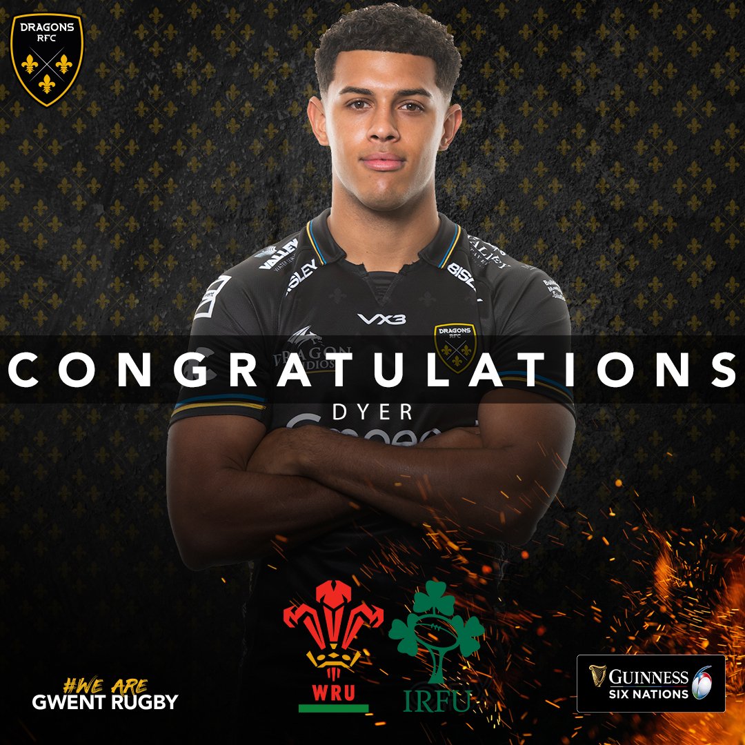 dragonsrfc's tweet photo. 🏴󠁧󠁢󠁷󠁬󠁳󠁿 𝙒𝘼𝙇𝙀𝙎 | 𝙍𝙄𝙊𝙊𝙊𝙊𝙊!!! 🙌

Congratulations to 🐉 wing Rio Dyer who starts for @WelshRugbyUnion against @IrishRugby ☘️ in the opening round of @SixNationsRugby this Saturday! 👏👏👏

Good luck &amp; go well Rio! 🙌👊

#WeAreGwentRugby https://t.co/xayTRjmBGK
