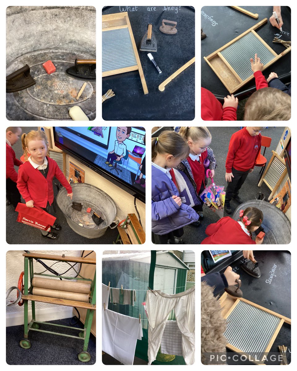 We have had a very different start to our day in dosbarth un. We have been busy learning about how life in Wales has changed through the years. We all agreed that household tasks in the past were all very tiring! Huge thank you to the <a href="/WindingH/">Winding House</a> 🧺