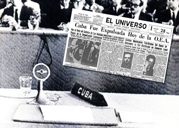 La expulsión de #Cuba de la OEA, el 31 de enero de 1962, fue una de las tantas acciones, bajo el dictado del gobierno de Estados Unidos, contra la naciente Revolución Cubana.