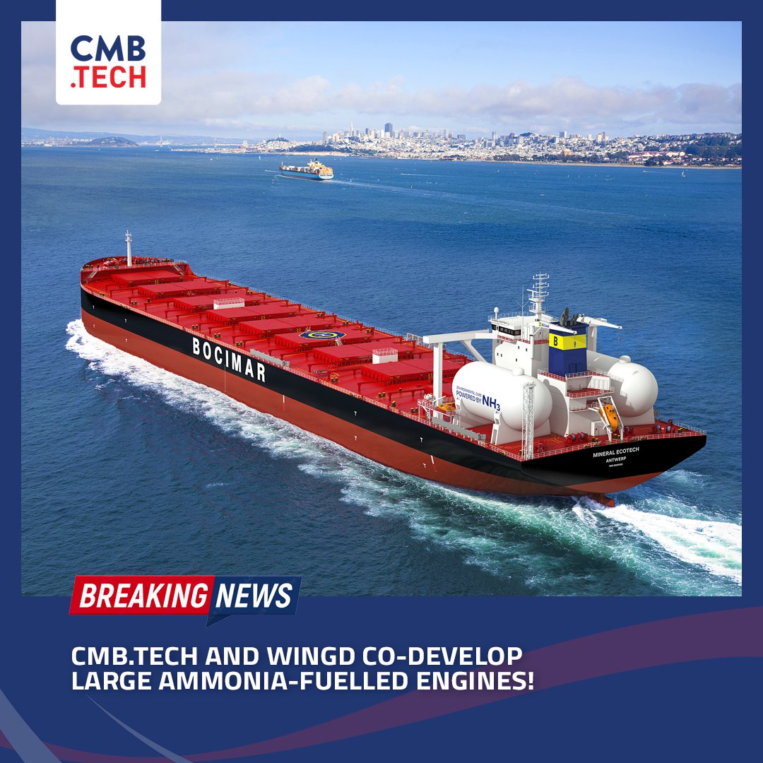 CMB.TECH and WinGD – Winterthur Gas &amp; Diesel co-develop large ammonia-fuelled engines! ⚡️ 
  
👀 Read the entire press release here: lnkd.in/essHPArk
⸺
#cmbtech #wingd #ammonia #engines #zerocarbon #seavessels #webringhydrogentotheindustry