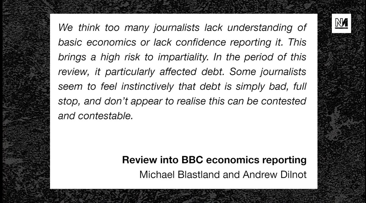 'Review into BBC economics reporting' (review instigated by the BBC)

#BBC #BBCImpartiality?

1/2

Slide sourced from @novaramedia