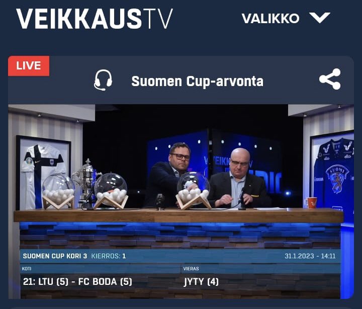 Suomen cupin ekalla kierroksella <a href="/JyTy93/">Jyrkkälän Tykit</a> saa vastaansa voittajan parista <a href="/LTUJalkapallo/">LTU Jalkapallo</a> vs FC Boda. #SuomenCup