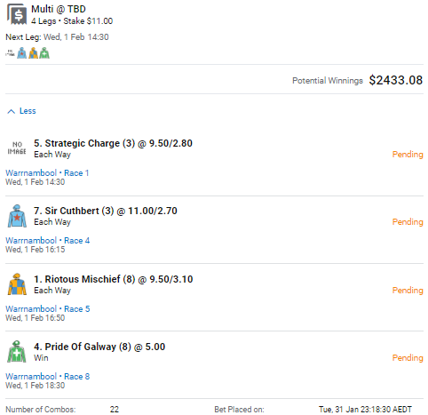BlaisrBets's tweet image. F*CK FAVES FEB IS OFFICIALLY IN ORDER TOMORROW
#fffeb

Warrnambool | VIC 🏇💨

1⃣ 5 Strategic Chance 💸
2⃣ 7 Three Dog Night
3⃣ 4 Likely Suspect
4⃣ 7 Sir Cuthbert 😼
5⃣ 1 Riotous Mischief 🔥🔥
6⃣ 3 Set Us Free
7⃣ 8 Prophet's Choice
8⃣ 4 Pride Of Galway 🔥