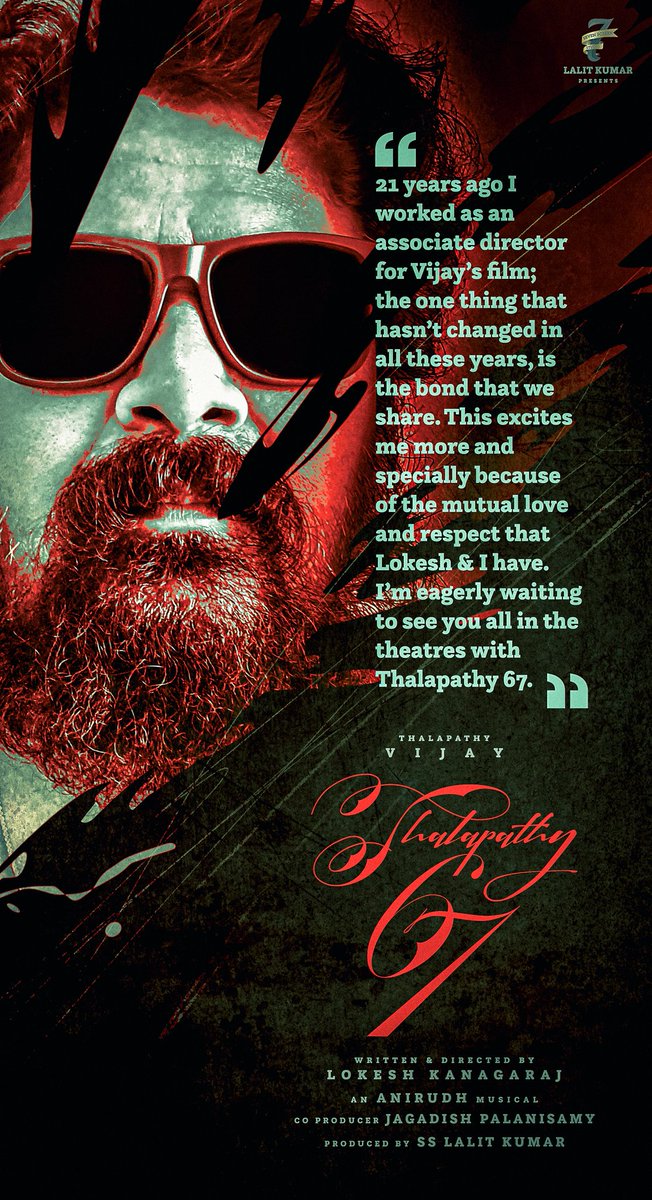 Yes, it’s official now!
We are happy to announce Director #Mysskin sir is part of #Thalapathy67 🔥

#Thalapathy67Cast #Thalapathy <a href="/actorvijay/">Vijay</a> sir <a href="/Dir_Lokesh/">Lokesh Kanagaraj</a> <a href="/Jagadishbliss/">Jagadish</a>