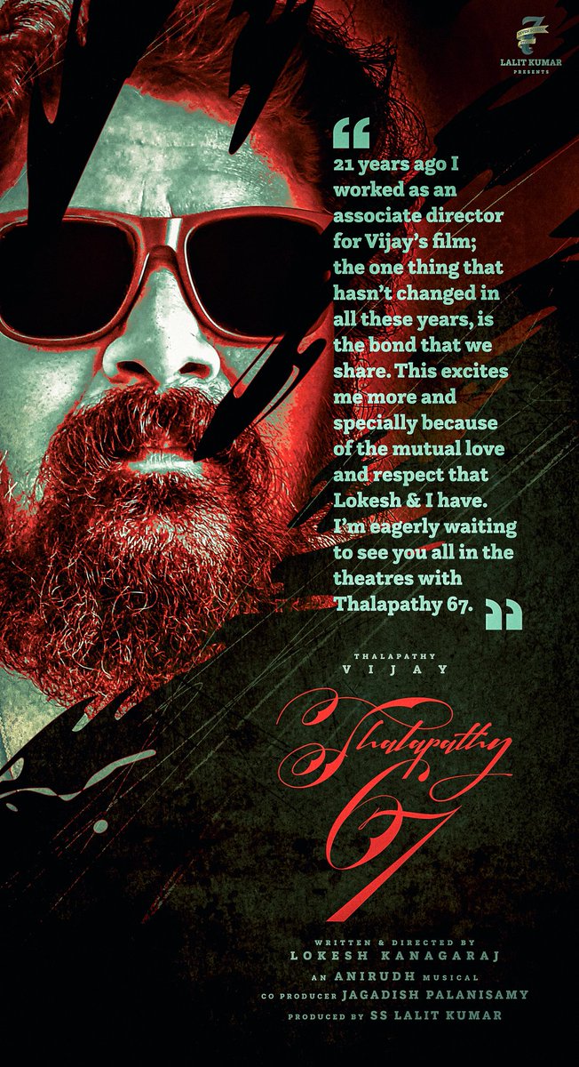 Yes, it’s official now! We are happy to announce Director #Mysskin sir is part of #Thalapathy67 🔥 #Thalapathy67Cast #Thalapathy @actorvijay sir @Dir_Lokesh @Jagadishbliss