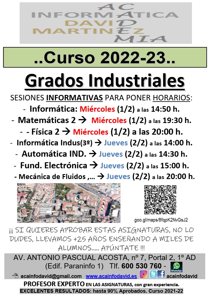 AcaInfoDavid's tweet photo. Esta Semana se comienzan los grupos de diferentes asignaturas. Reserva tu plaza: 600530760. ;) https://t.co/v43TzDi4lh