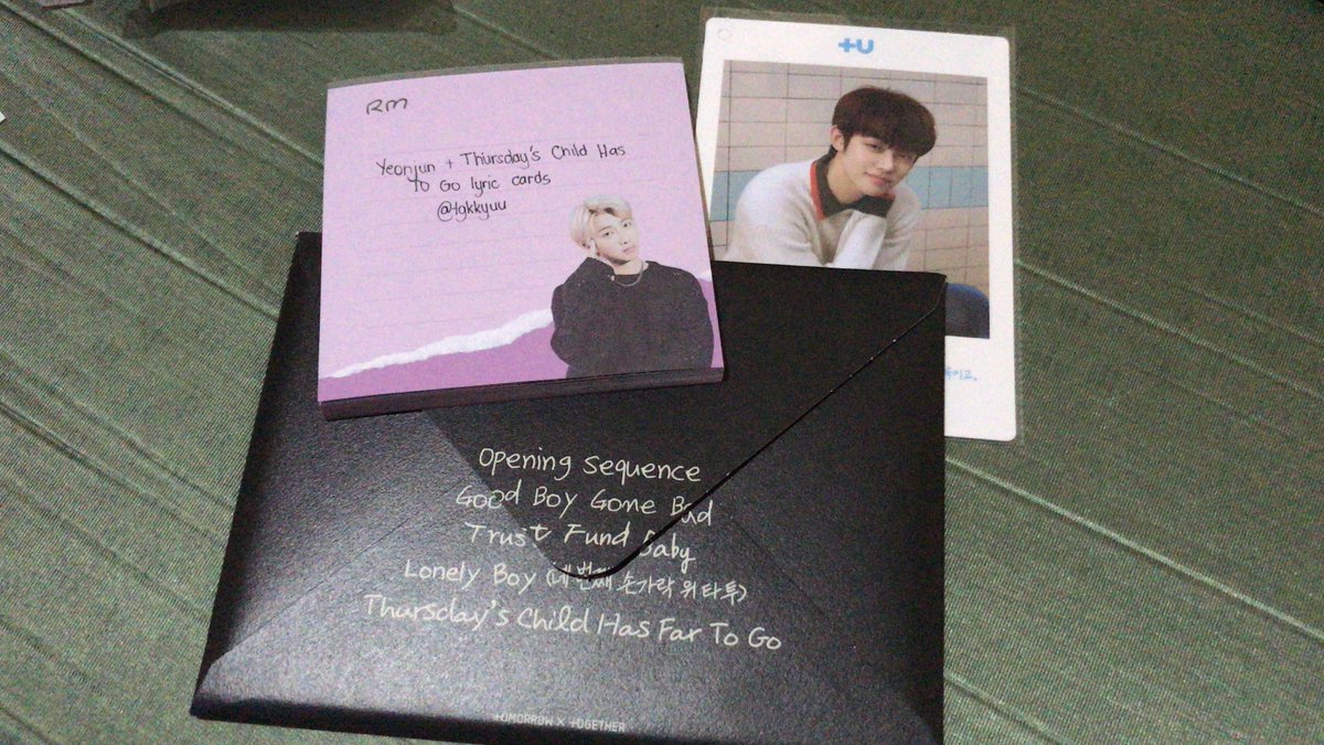 tgkkyuu's tweet photo. free claim 

yeonjun + minisode 2 lyric post cards set 

(remember lang ha you’ll have to pay for the pf + sf)

reply mine https://t.co/4WkQOUrug2