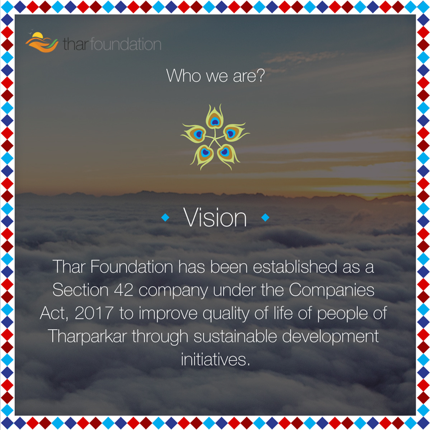 TharFoundation's tweet photo. ٿر فائونڊيشن سڀني انسانن جي برابري ۾ يقين رکي ٿي ۽ پنھنجي ڀائيوارن سان گڏجي ٿر جي پٺتي پيل علائقن ۾ مختلف رٿائن ذريعي ماڻھن جي سماجي ۽ معاشي حالت کي بھتر بنائڻ چاھي ٿي.
#TharFoundation #Vision #tharbadlegapakistan https://t.co/4IsjnUs9s5