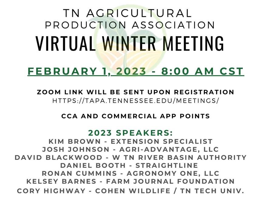 AgronoGirl's tweet photo. Tomorrow's TAPA Meeting is going virtual. It's not too late to sign up! Need not be a TN resident to attend. https://t.co/WwGUgM7NAQ