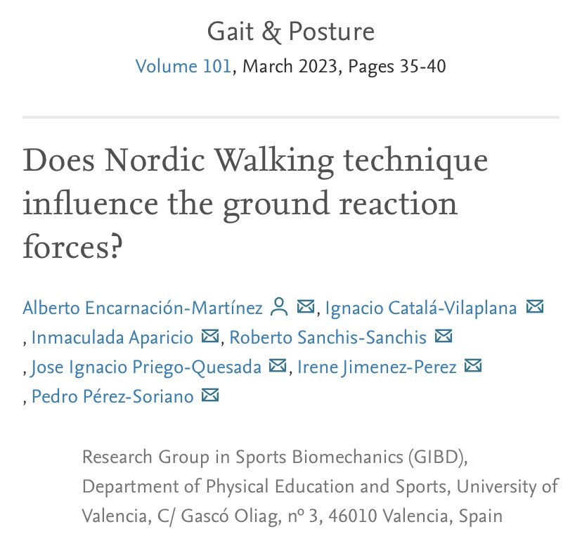 🚨 NEW PAPER published in Gait &amp; Posture 🚨 

Does Nordic Walking technique influence the ground reaction forces? 🤔👉🏻 No great differences in GRF were found between Nordic Walking techniques 🤷🏻‍♂️

You want to know more? Have a look, it’s Open Access‼️👀👇🏻
doi.org/10.1016/j.gait…