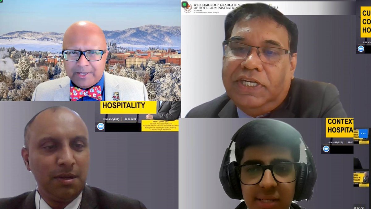 WManipal's tweet photo. Webinar on "Cultural contexts in hospitality" by Prof. @diprajha was organized through Zoom platform at WGSHA on Jan 30, 2021
@ThiruChef @MAHE_Manipal @CarsonCollege @WSUPullman
#ewebinar #culturalcontexts #hospitality #bhm #mhm #maic #mahe #wgsha #itchotels #manipal #2023events https://t.co/QCzsrd2DoR