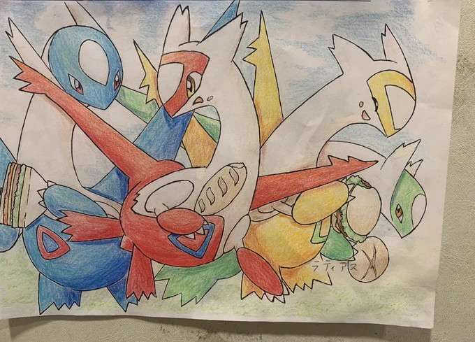 番外編バニー差分と、バイト先で描いた塗り絵(赤ラティアス意外自筆) 