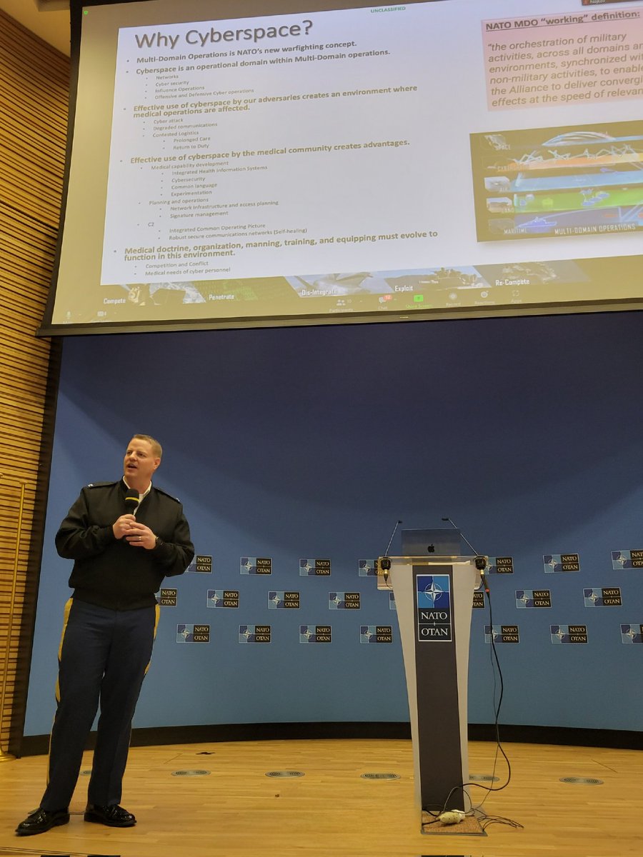COL Pete Olsen, USAR, opens the Scientific Seminar, highlighting the relevance of the cyberspace domain to military medical care delivery within #MultiDomainOperations <a href="/NATO/">NATO</a> HQ
<a href="/ChiefUSAR/">Chief of Army Reserve & Commanding General</a> 
<a href="/USArmyReserve/">U.S. Army Reserve</a>