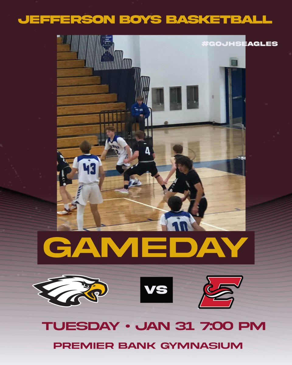 GoJHSEagles's tweet photo. Jefferson basketball plays host to the Edgerton Tide tonight in Premier Bank Gymnasium!  Please only click the the link below for livestream.

https://t.co/6ljlvv0oSr

#Eaglepride
#gojhseagles
#basketball https://t.co/prVc719Tyq