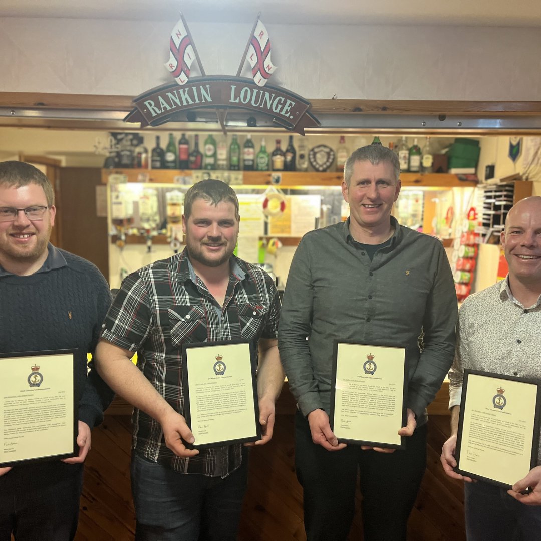 Six crew members from Aith RNLI have been recognised for a 20 hour rescue of a fishing vessel 60 miles out at sea. Lewis Fraser, Luke Bullough, Nick McCaffrey, Ivor Moffat, Robbie Abernethy & John Robertson have all received special commendations. 👏 #RNLI #SeaRescue