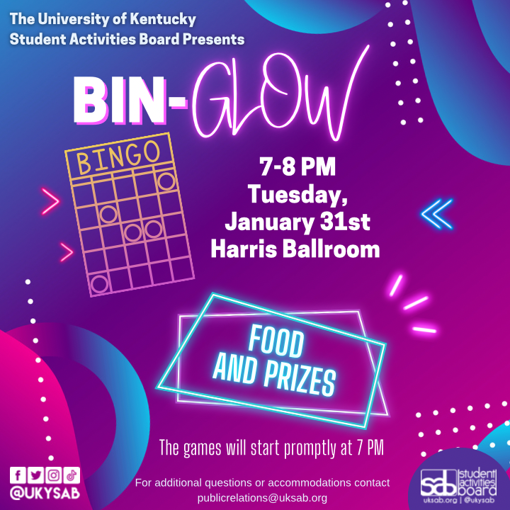 You’ve heard of bingo; now get ready for BinGLOW! One of our favorite traditional events is here for a glowing night of themed prizes and fun. To join in on the fun, make your way to the Gatton Student Center Harris Ballroom tonight at 7pm!🌟🏆