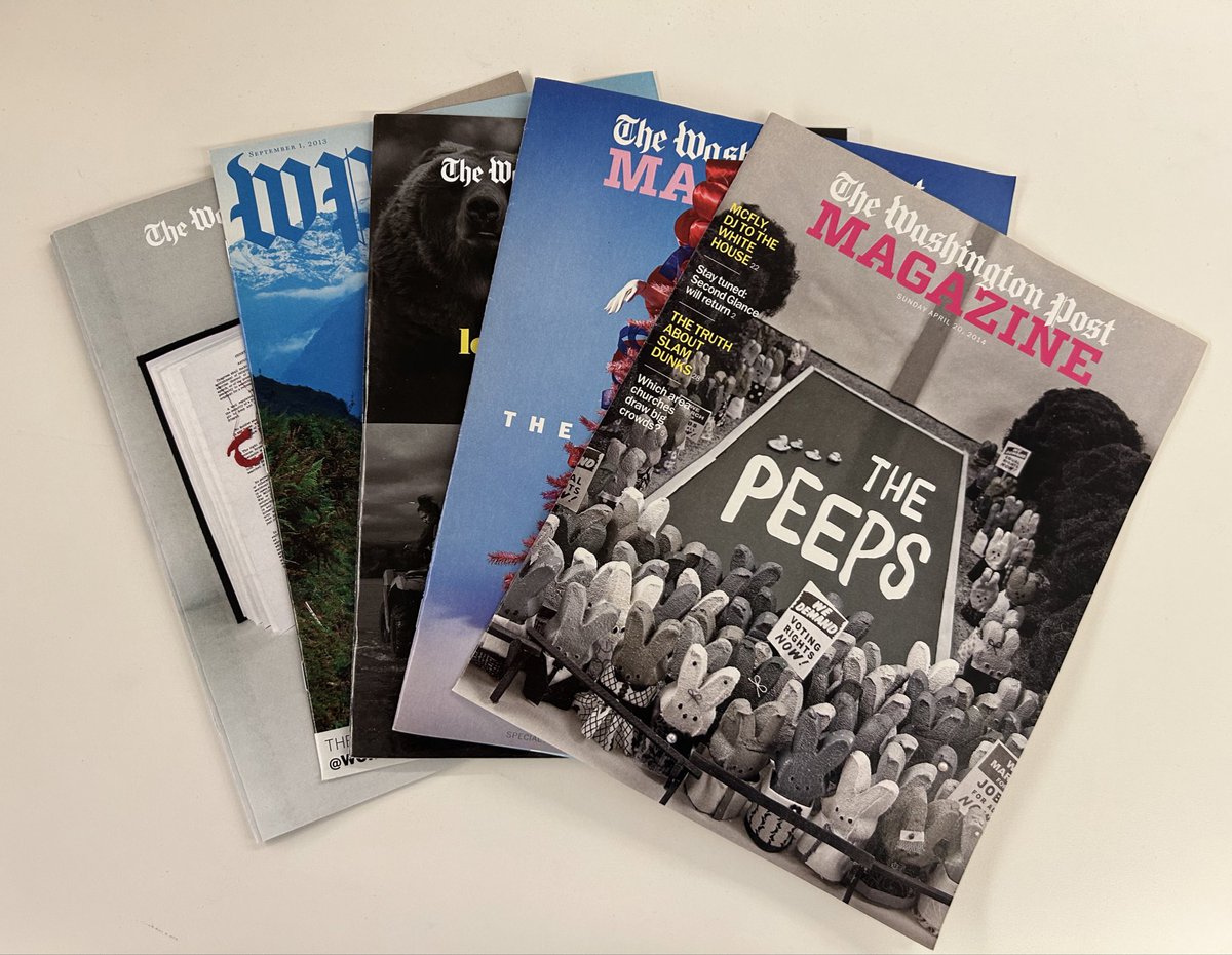 Sarah Kaplan (@sarahkaplan48) on Twitter photo Last month the Washington Post ended publication of its award-winning magazine and laid off its brilliant, irreplaceable staff.
Today, on their last day at their jobs, magazine employees & <a href="/PostGuild/">Washington Post Guild</a> members are bringing the magazine archives to <a href="/librarycongress/">Library of Congress</a> for posterity. Last month the Washington Post ended publication of its award-winning magazine and laid off its brilliant, irreplaceable staff.
Today, on their last day at their jobs, magazine employees & <a href="/PostGuild/">Washington Post Guild</a> members are bringing the magazine archives to <a href="/librarycongress/">Library of Congress</a> for posterity.