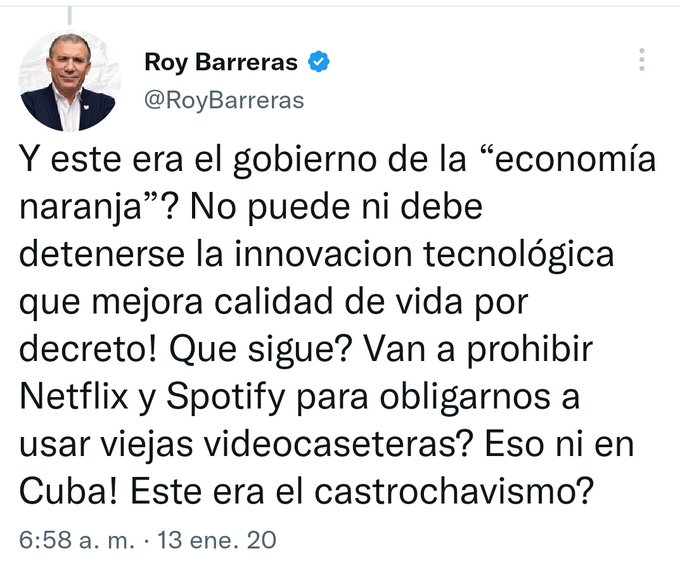DanielSamperO's tweet photo. Totalmente de acuerdo con el Roy de 2020 que se opuso a la arbitrariedad de acabar las plataformas de transporte durante el gobierno de Duque.... https://t.co/7Mj5GpPLgj