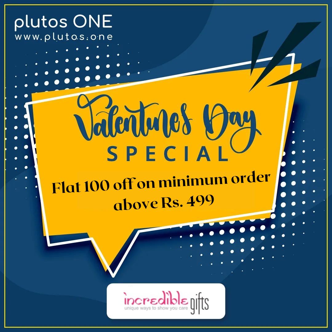 Do you want to give your loved one something special this Valentine's Day
Here checkout @incrediblegifts.in

Flat 100 off on minimum orders above Rs 499
plutos.one/vouchers/detai…

#plutosone #giftcart #valentineday #valentine #offers #explore #trend #trending #Promotions