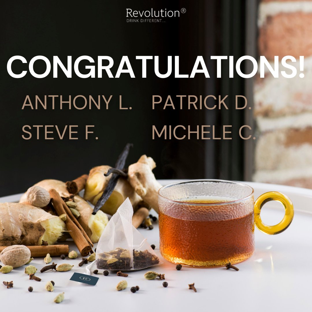 RevolutionTea's tweet photo. Congratulations to our Winter Tea Bundle Giveaway WINNERS!π
Anthony L., Steve F., Patrick D., and Michele C. are the 4 lucky winners!π
Pick up a selection of your own tea favorites β browse our shop: https://t.co/1QFuAdHYWx
#RevolutionTea #RevTea #Tea https://t.co/VCMlXb0jJq