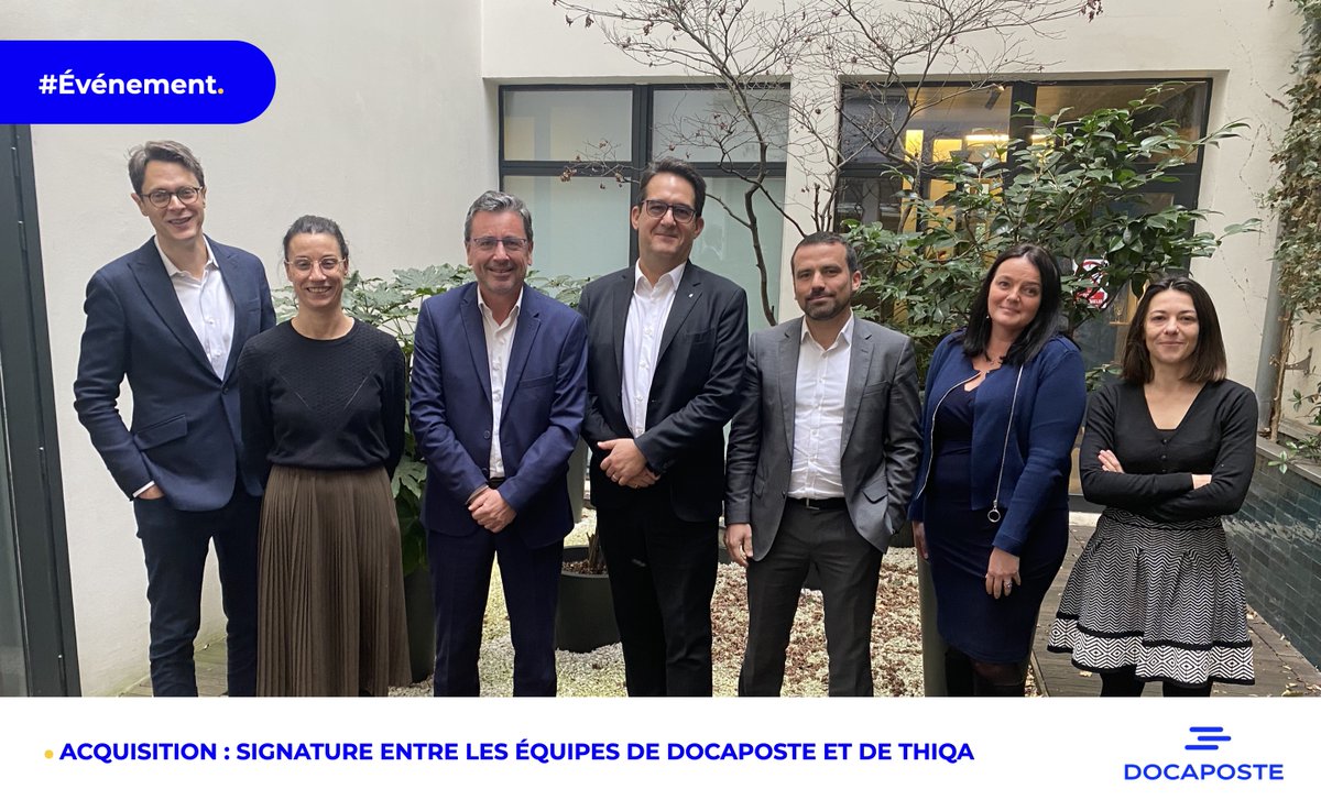 #Acquisition | Nos équipes ont eu le plaisir d’accueillir les cofondateurs de Thiqa à l’occasion de la signature de l’acquisition du cabinet d’experts par <a href="/Docapost/">Docaposte</a>
De g/d: Jean-Baptiste Morin, <a href="/CandiceDauge/">Candice Dauge</a>, <a href="/OClemot/">Olivier clemot</a>, @FredericDufaux, François Thill, Magali Lafran, Marie Le Gall