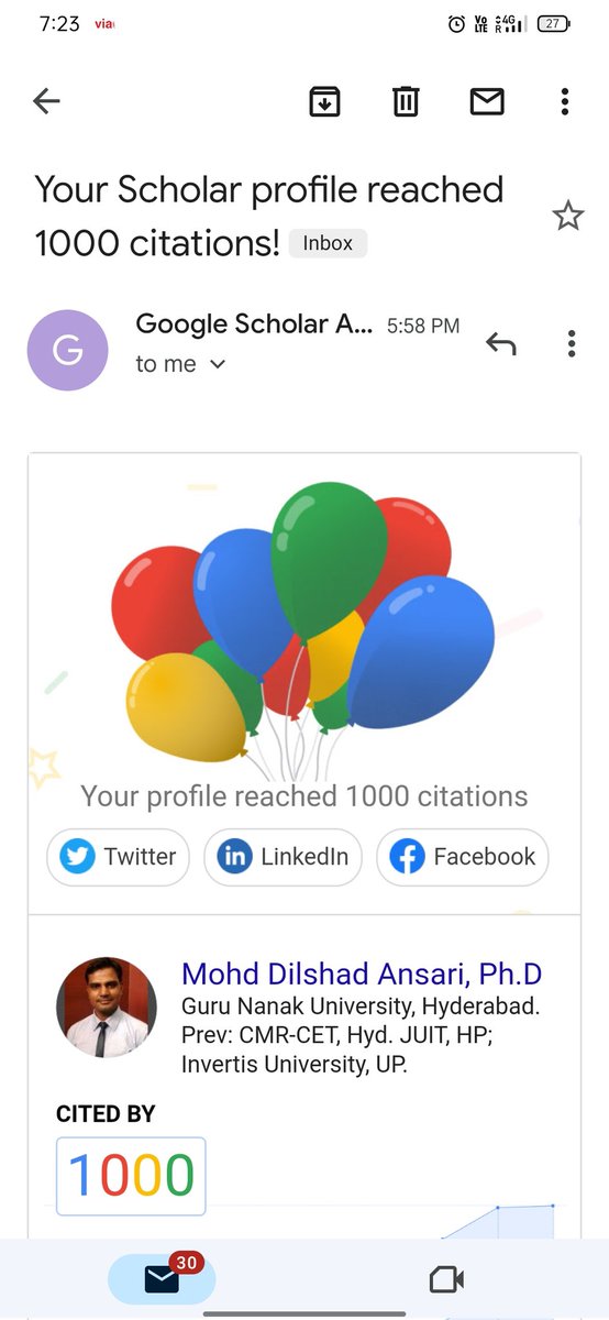 ProfDilshad's tweet photo. I am Excited to share that I have entered in 1000 Citation Club.@ThePhDPlace @PhDVoice @PhDForum @googlestudents @IEEE_STUDENTS @ElsMedStudents @Hindawi @MDPIOpenAccess @IEEEorg @SpringerNature @igiglobal @degruyter_tech @EmeraldGlobal https://t.co/PBP3FOMGUP