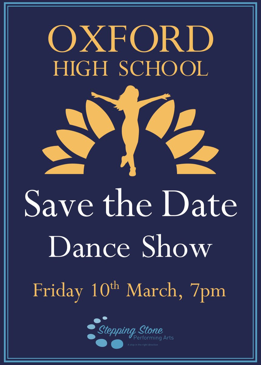 OHS_Sport's tweet photo. Save the Date: Friday 10th March 2023, Oxford High Dance Show. Auditions have been held &amp; there is guaranteed to be outstanding talent on display in a diverse range of dance styles. Further details &amp; tickets to go on sale soon. #DanceShow2023 #Friday10thMarch #TeamOHS💙💛 https://t.co/INqfzQBMqO