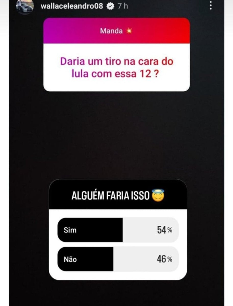 reporterenato's tweet photo. Wallace Leandro, jogador do Cruzeiro e da Seleção Brasileira de Vôlei, posta enquete incitando assassinato do presidente Lula. No Instagram ele também faz apologia ao uso de armas e é seguido pelo ex-presidente Jair Bolsonaro. https://t.co/Q33TuQxE91