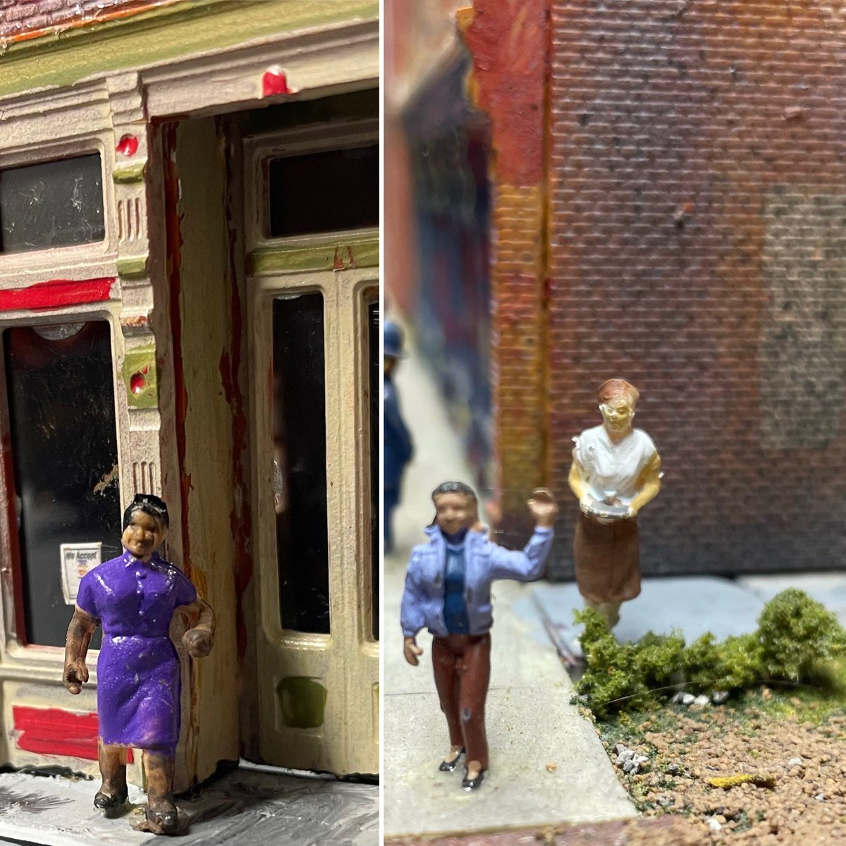 rwagnerful's tweet photo. Humans of Model Railroads. Looks like the record store in miniature has both their customers already!#lifeinhoscale https://t.co/OeCUakzR5r