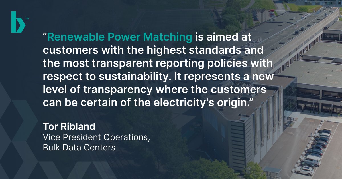 <a href="/bulk_infra/">Bulk Infrastructure AS</a> #DataCenters launches Renewable Power Matching today at our OS-IX facility in #Oslo! Read on to learn how we’re able to certify 100% #renewable energy 24/7  👉 bulkinfrastructure.com/newsroom/bulk-…