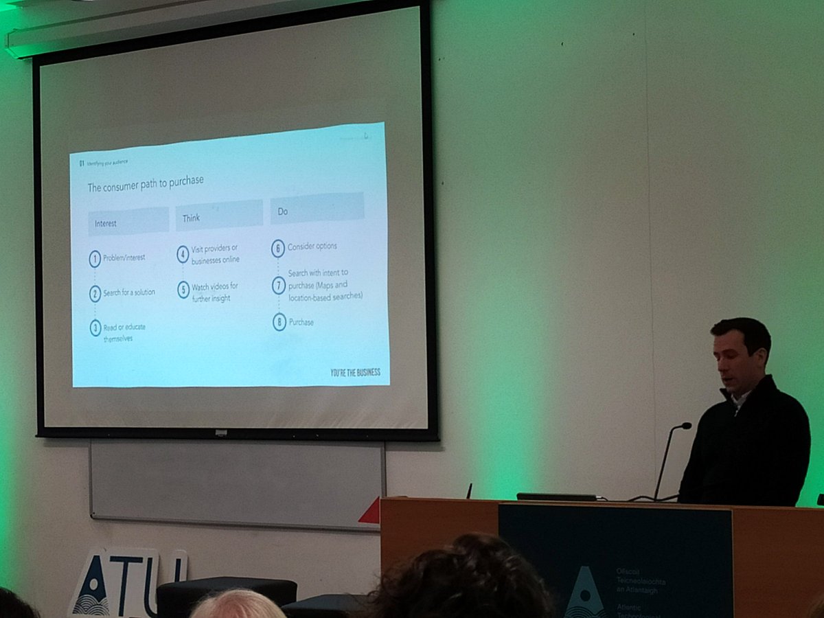 The consumer path to purchase online. Fact: Less than half of Irish businesses have a website - John Gallagher from <a href="/Google/">Google</a> at #digitalwest <a href="/atu_ie/">Atlantic Technological University</a>