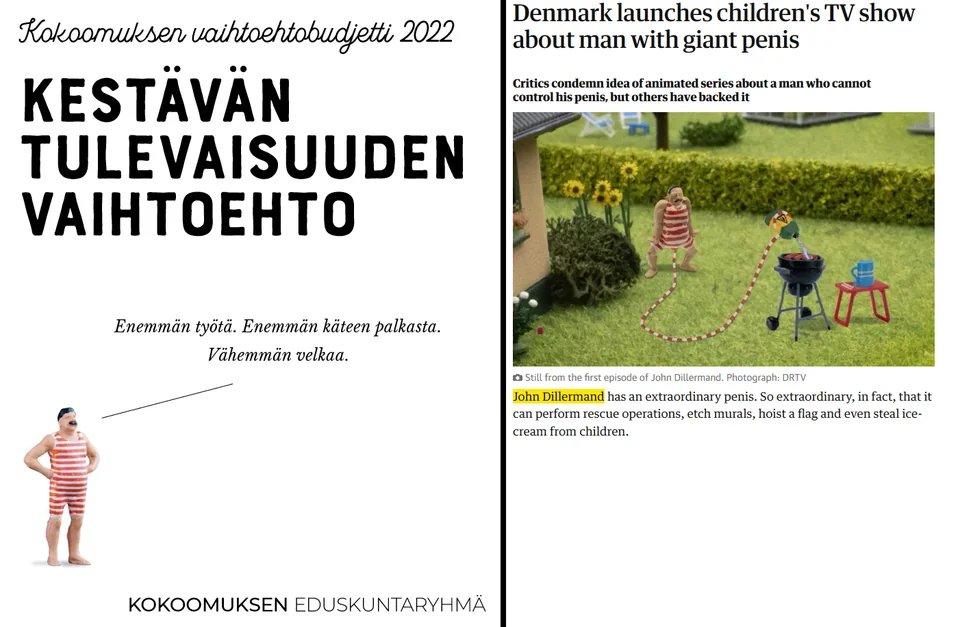 Onko kokoomuksen budjettijäbä kuitenkin tanskalainen kullijäbä?

Tästä valtamedia vaikenee. Krediitit suomiredditin etsiville