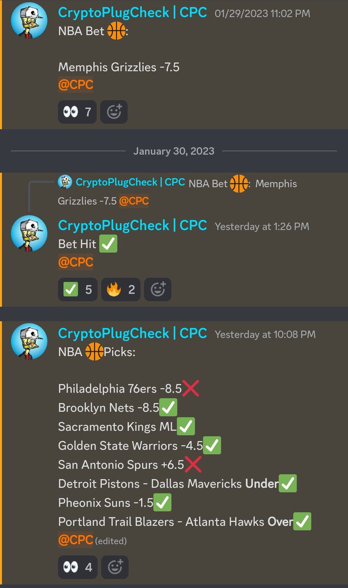 cpc_dao's tweet photo. Last 2 Days results in @cpc_dao 
Calls made by @CryptoPlugCheck 
7W ✅ &amp; 2L ❌
Profit: 4.8U 📈
Join now - Free Sports Betting Calls for everyone! 🥶 https://t.co/P2mXfohNkc