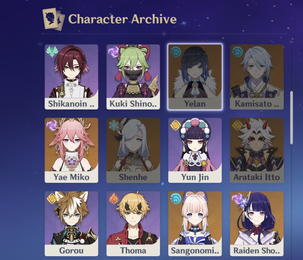 kurapilots's tweet photo. if anyone wanted to know this is my own character archive just if anyone was worried abt me lying abt the “i have every character that i want” (i have enough pulls for hu tao and will have enough for shenhe) https://t.co/LDkNxfJIjp