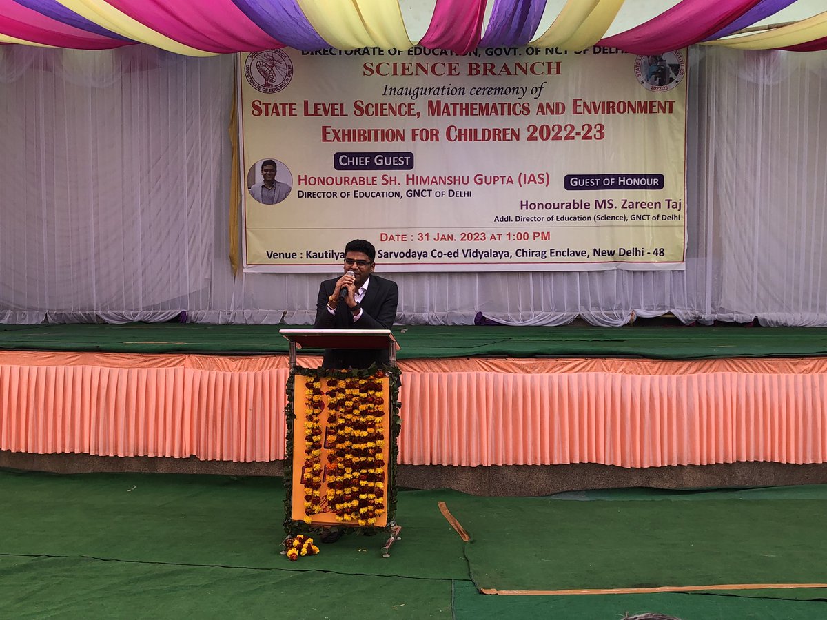 IamCJha's tweet photo. During his address at State Level Science, Mathematics &amp; Environment Exhibition
@Dir_Education @gupta_iitdelhi Sir said, “Motivate students at correct age i.e. primary. So that they will be attracted towards science. He urged students to make carrier in pure sciences.”
@msisodia https://t.co/4pLRP18VY2