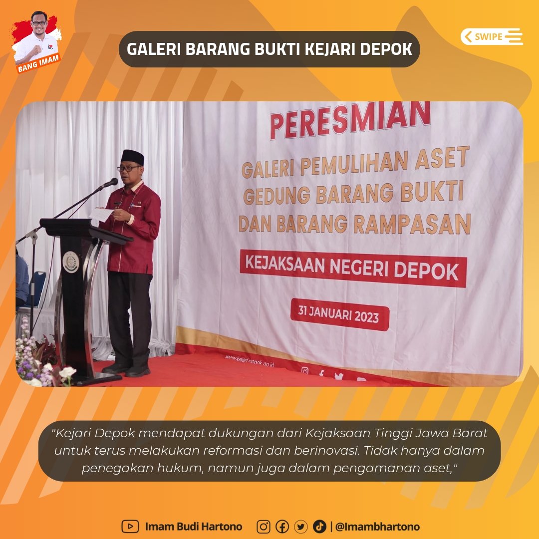 ImamBHartono's tweet photo. Keberadaan galeri tersebut merupakan salah satu bukti konkret dalam memberikan pelayanan kepada masyarakat. Aset masyarakat yang tengah dalam proses peradilan dijaga dan dirawat dengan baik.
#kejaridepok #asetsitaan #ibh #bangimam #kotadepok #wakilwalikotadepok https://t.co/QqG0KZStdJ