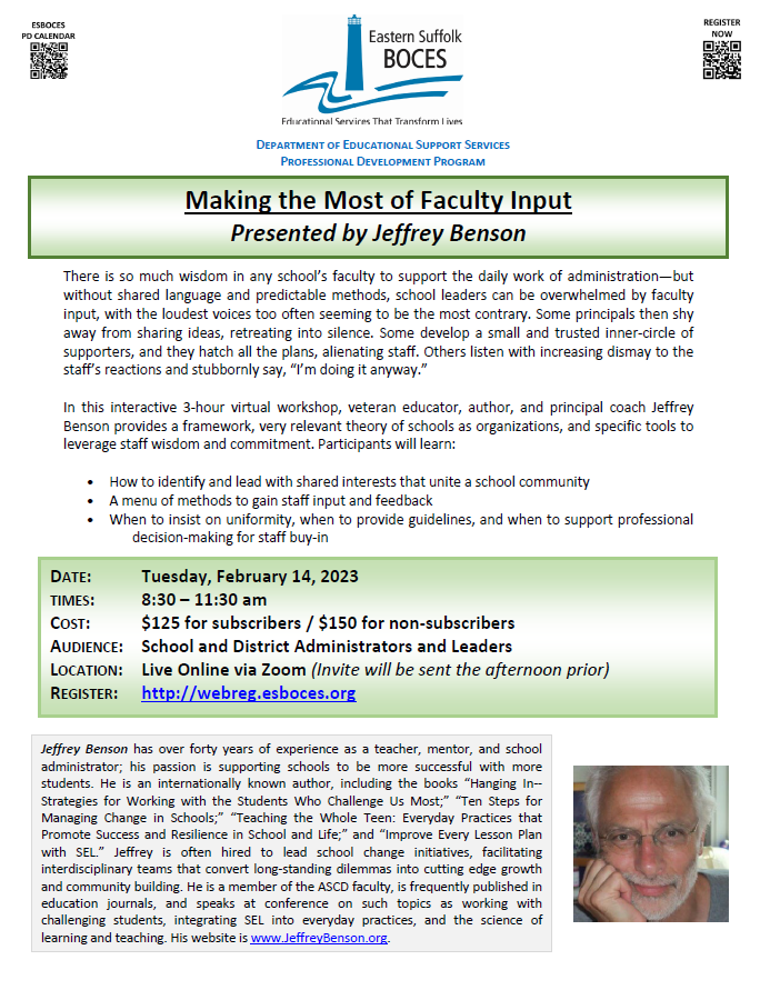 2/14-Making the Most of Faculty Input 
Presented by Jeffrey Benson
Click here to register: mylearningplan.com/WebReg/Activit…