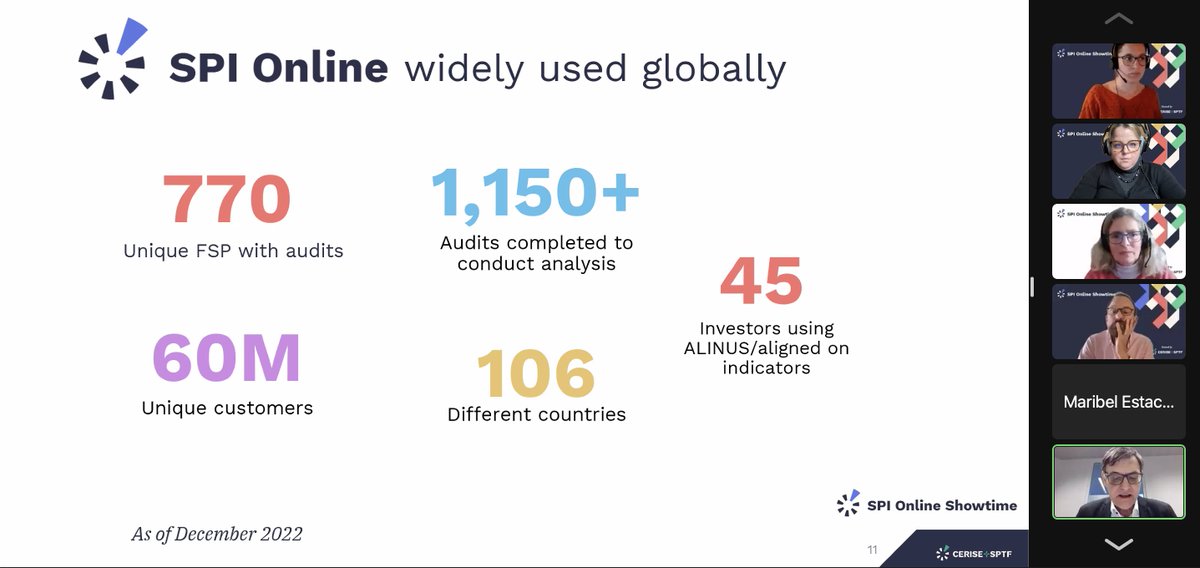 #SPI #Online 🗣Loïc de Cannière, Chairman #SPTF & @Incofin ' #Cerise + @SPTaskForce est devenue la référence en matière de gestion de la #performance #sociale et #environnementale. 🙏 Merci à @AFD_fr @SwissDevCoop @cooperation_lu @TPFimpact @FMO_development pr le soutien'