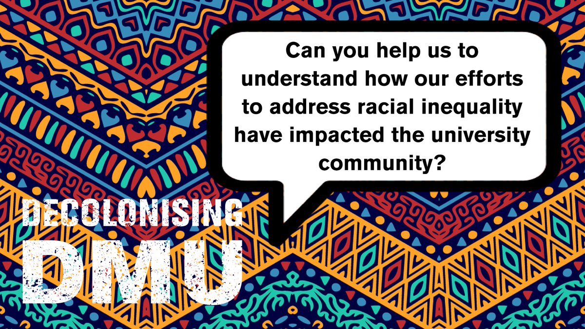 DMU STAFF, as the project draws to a close in 2023, we are asking our community how our decolonising journey has impacted staff experience <a href="/dmuleicester/">dmuleicester</a> Have your say here de-montfort.onlinesurveys.ac.uk/ddmu2023 #decolonising #highereducation