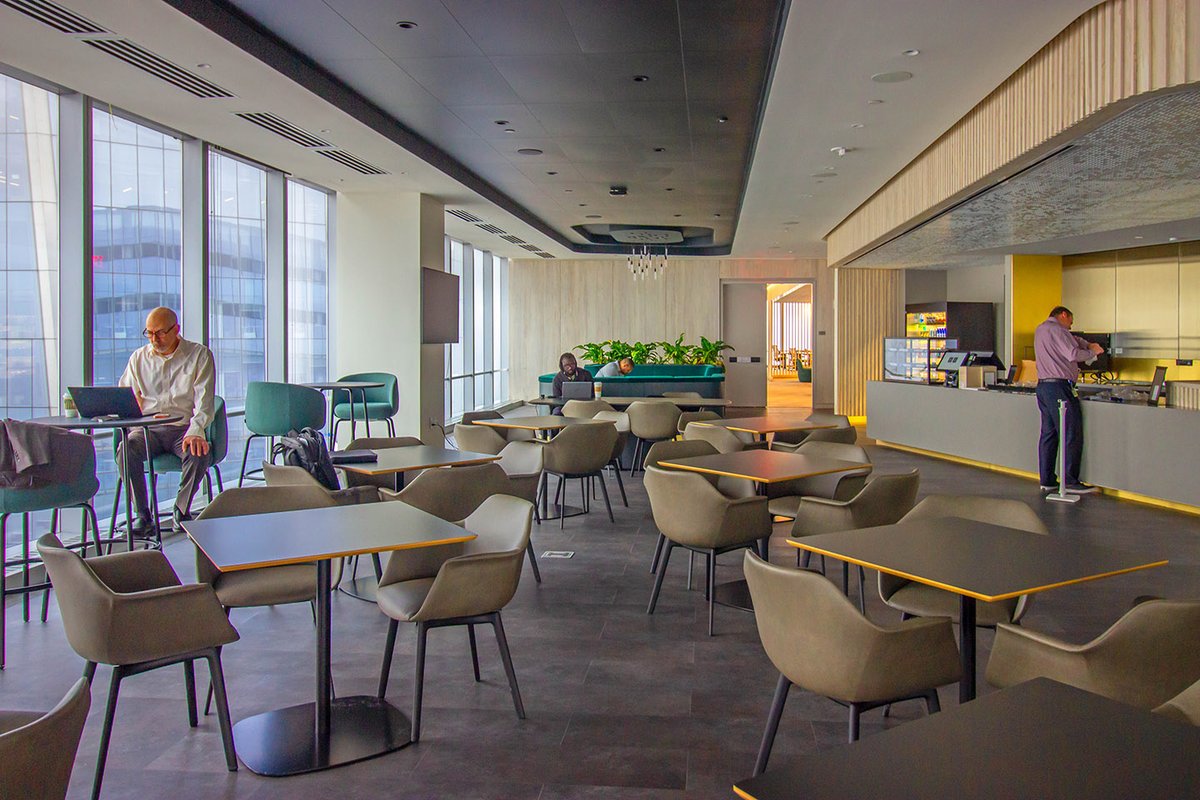 Is it lunch time yet? Café installed in Financial District and featuring @naughtone tables, @AndreuWorld café chairs and @hightowergroup bar tables and stools
